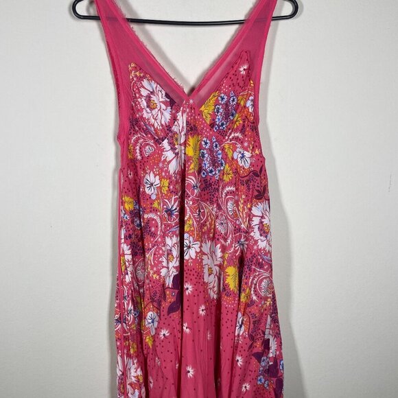 Intimately Free People Women's XS Pink Orange Floral Gown Dress Tie Back! - Picture 1 of 5